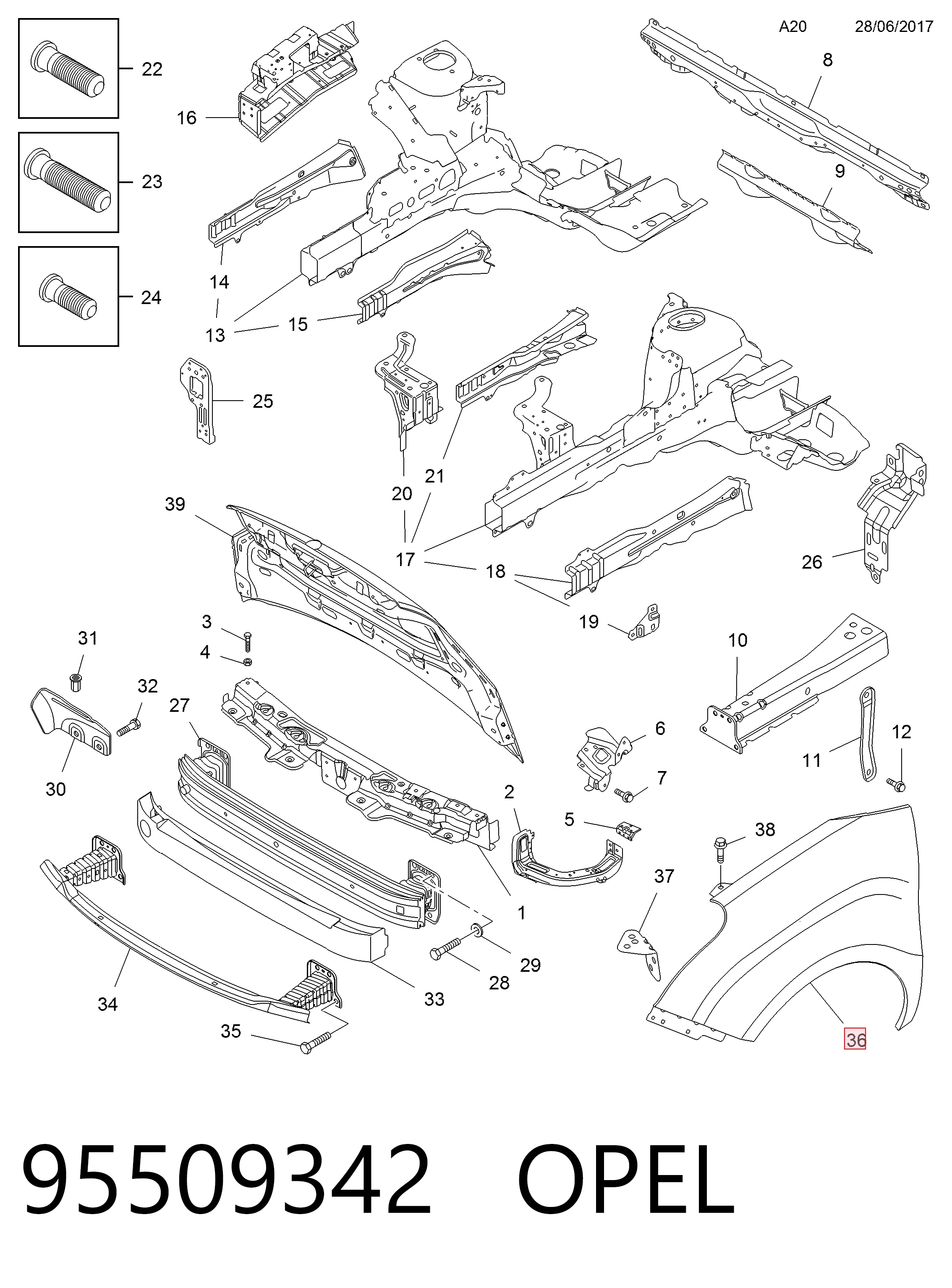 Błotnik przedni prawy Fiat Doblo II