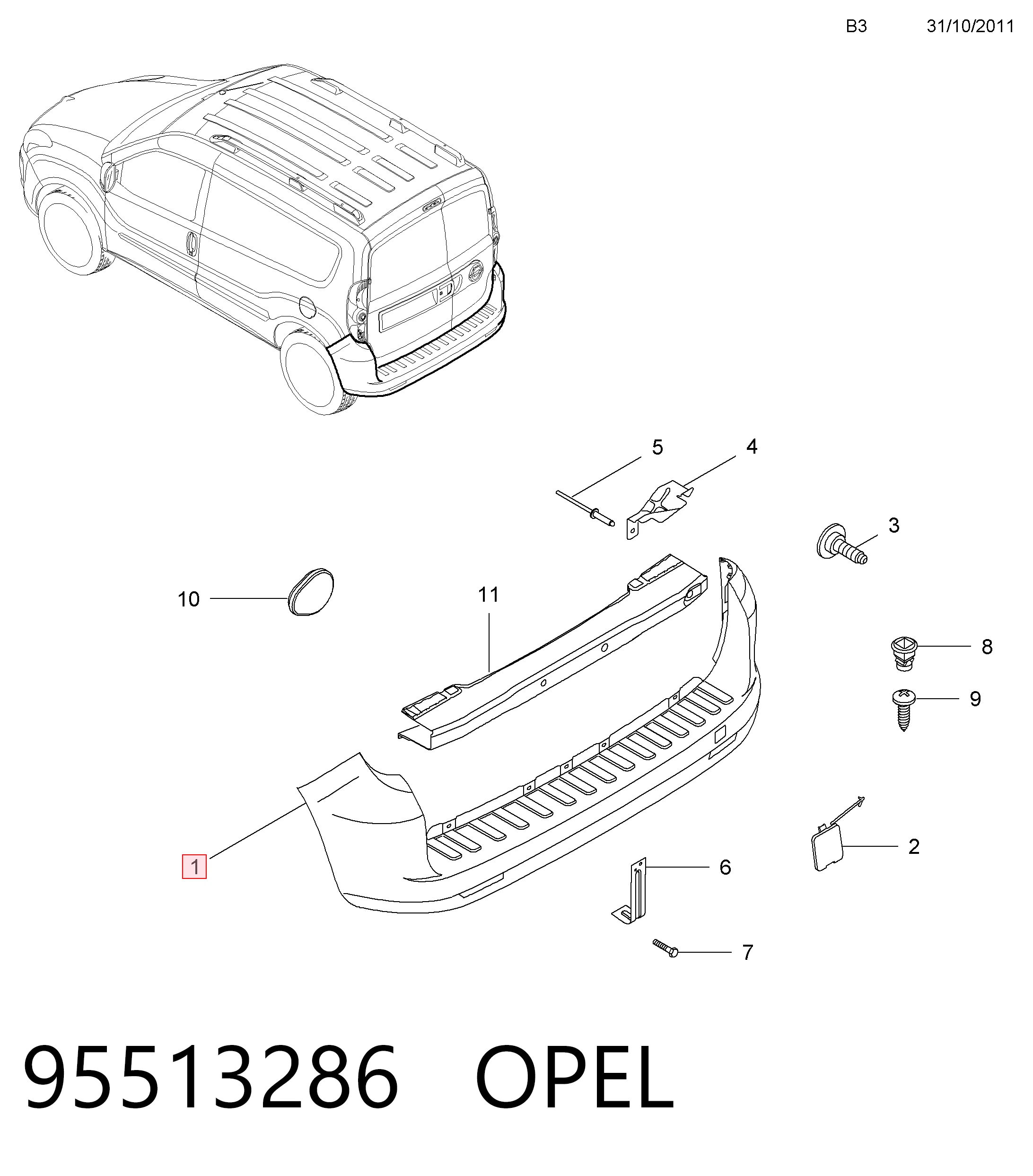 Do koszyka Zderzak tylny Fiat Doblo II 263