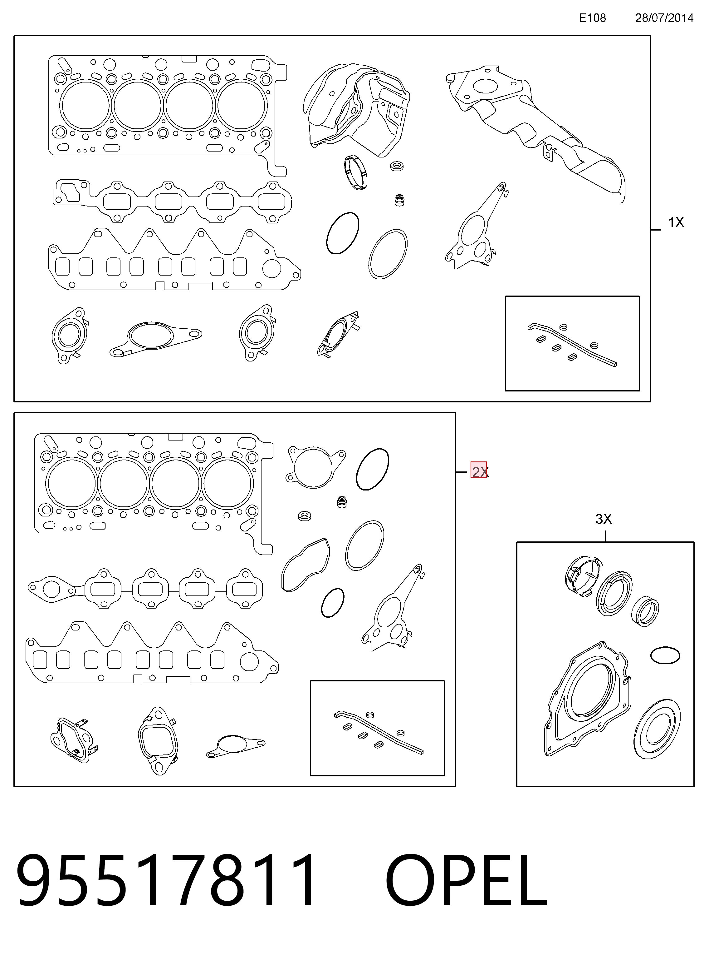 6000616500 Fiat/Alfa/Lancia Zestaw uszczelek silnika górny