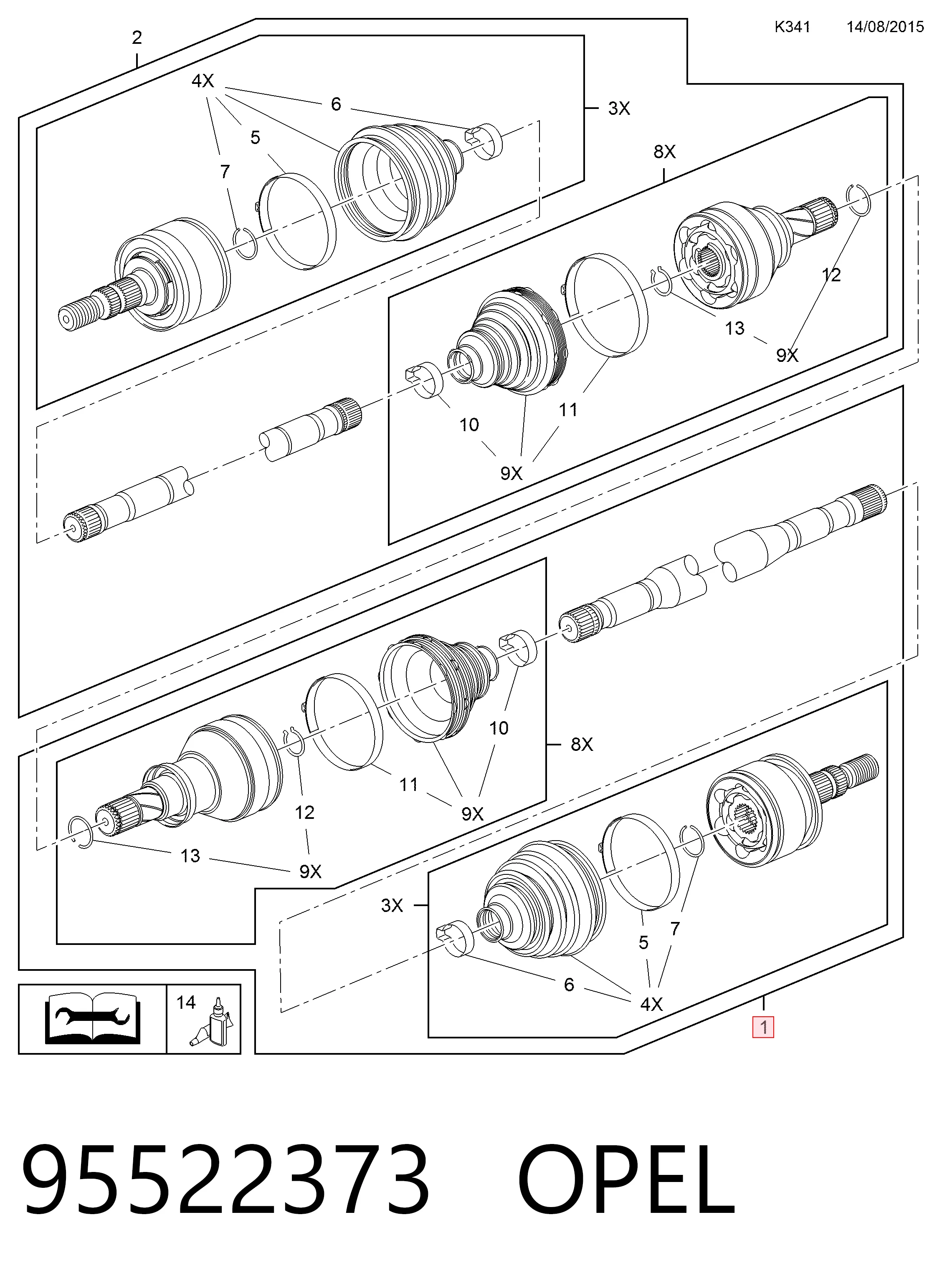 Półoś napędowa przednia prawa do Opel Astra K 