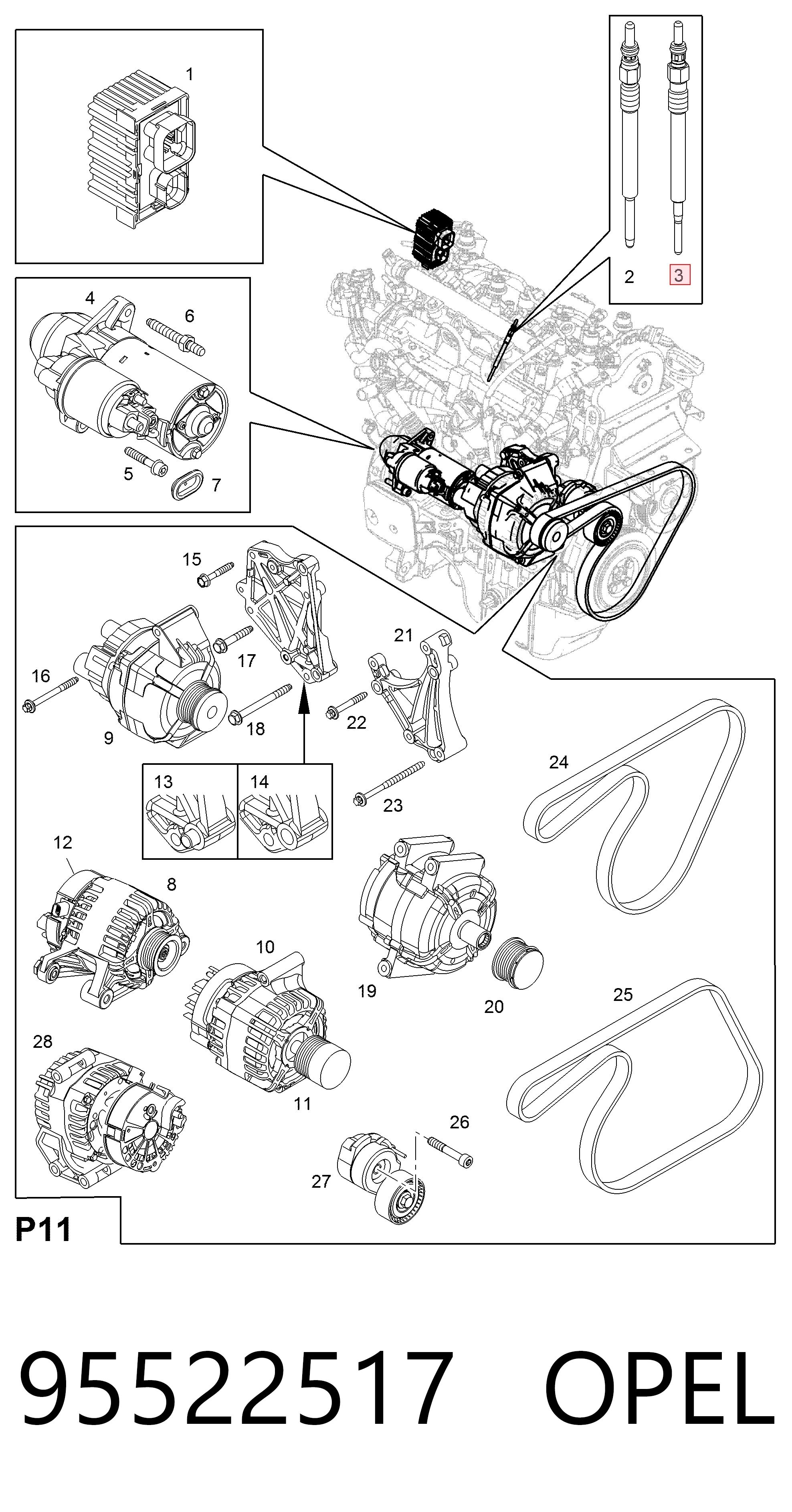 95522517 Opel Świeca żarowa
