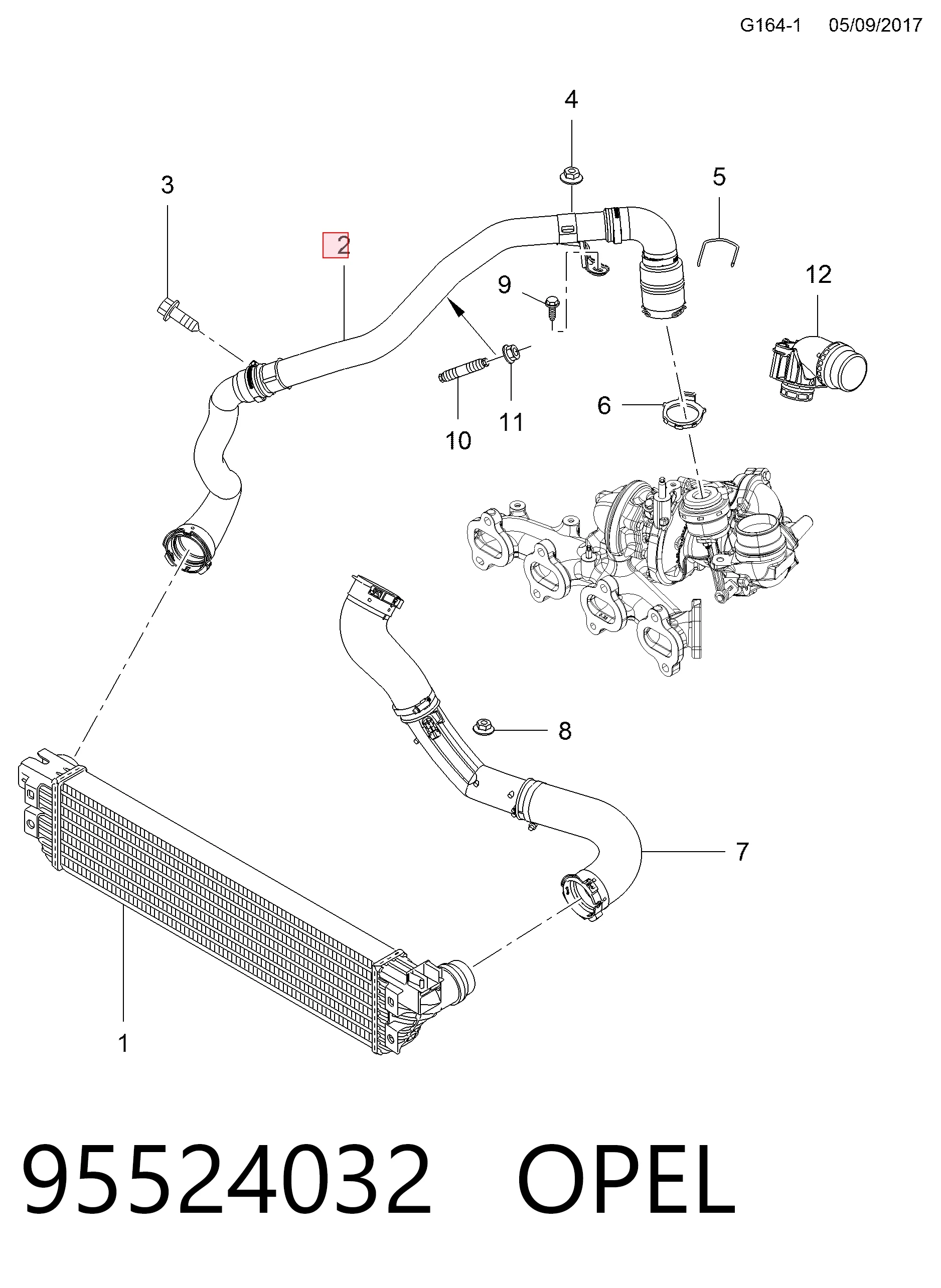 Przewód (króciec) intercoolera General Motors 95523855