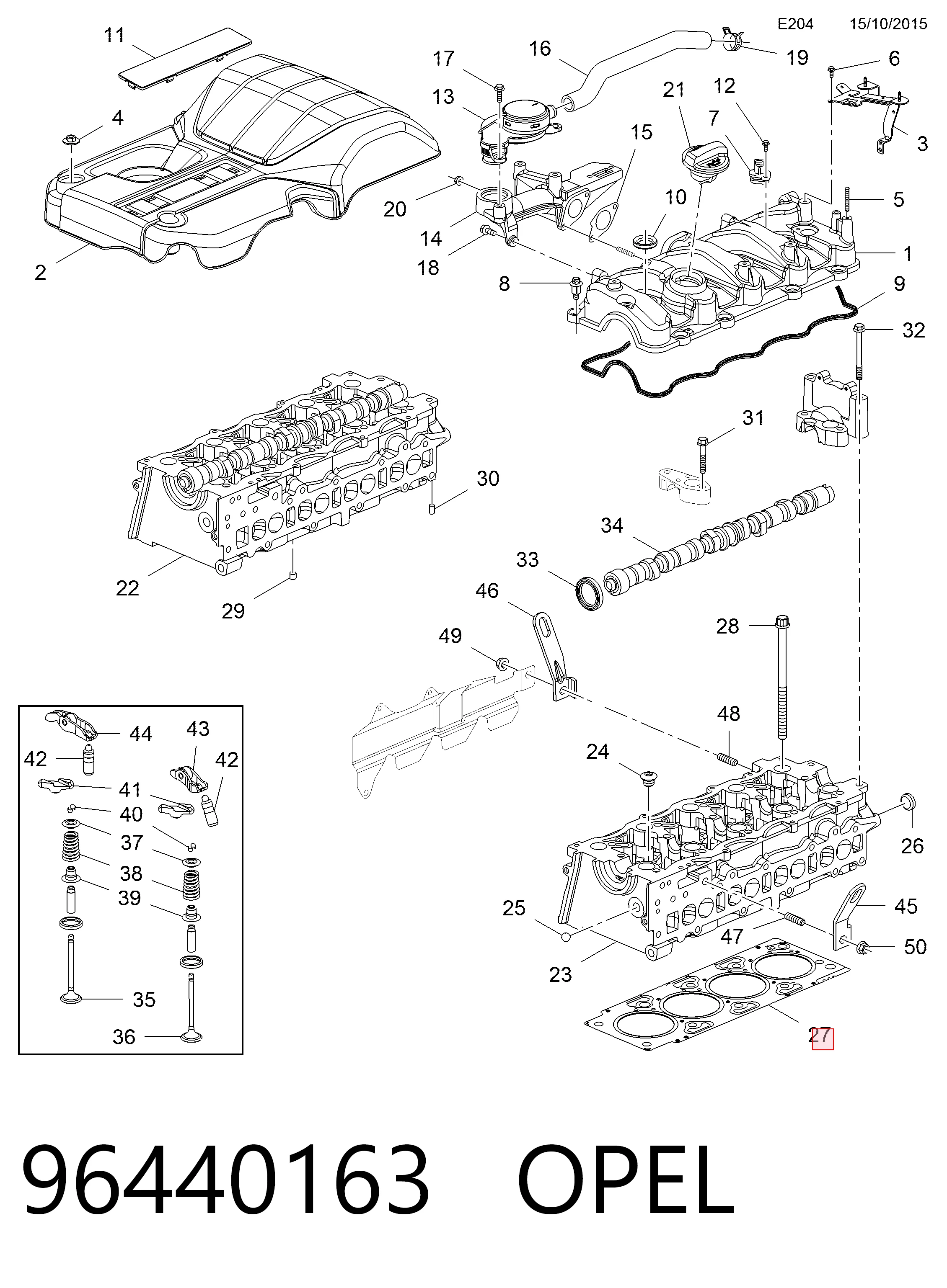 Do koszyka Uszczelka głowicy cylindrów Chevrolet Captiva I C100