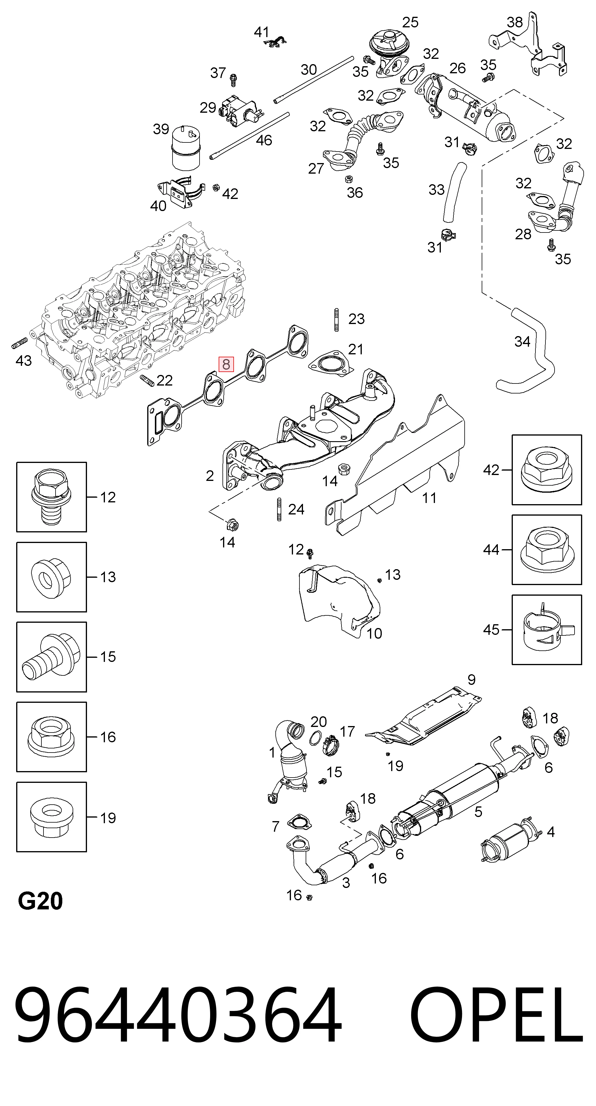 Uszczelka kolektora wydechowego do Chevrolet Epica V250