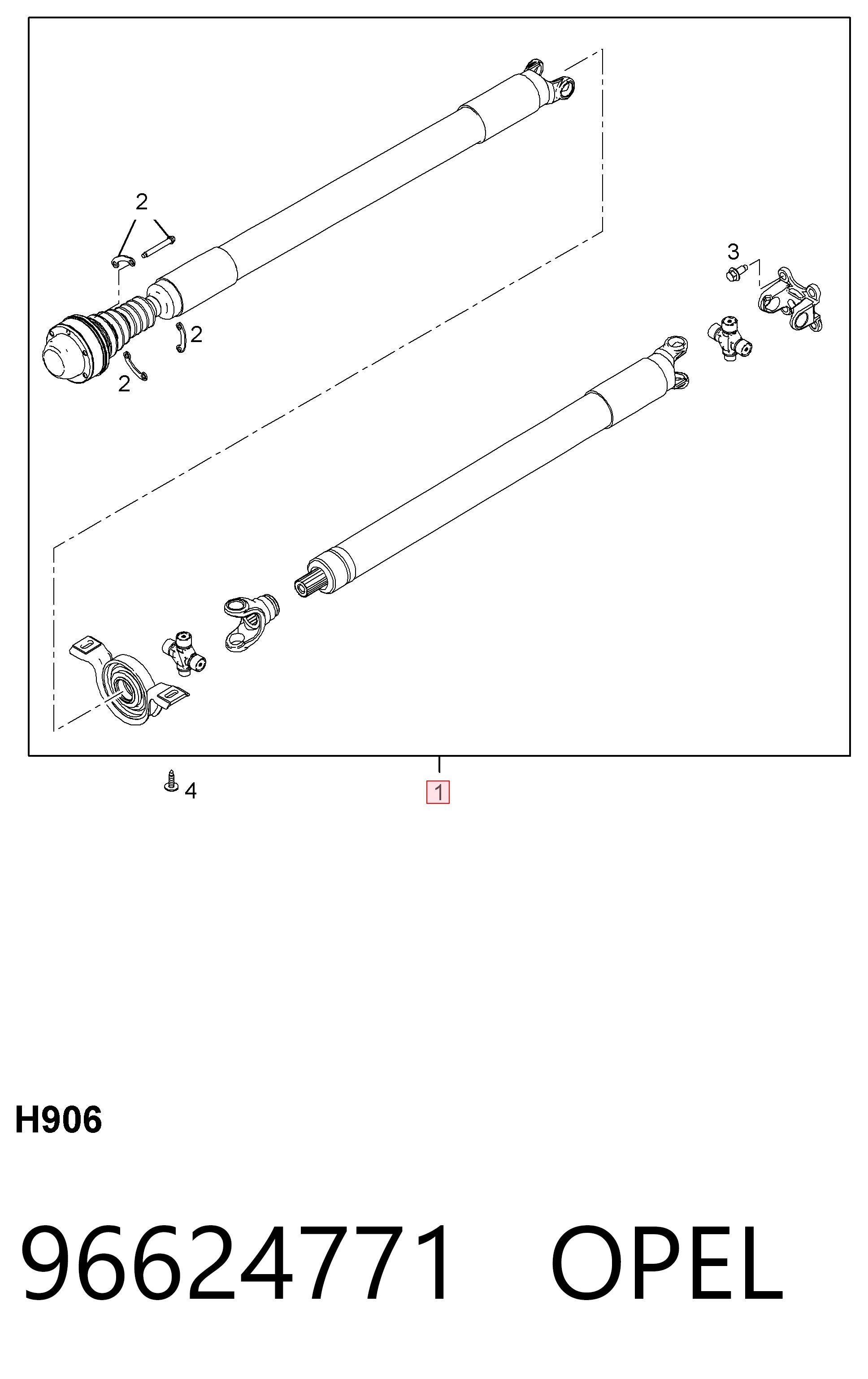 96624771 Opel Wał Cardana tylny, kompletny