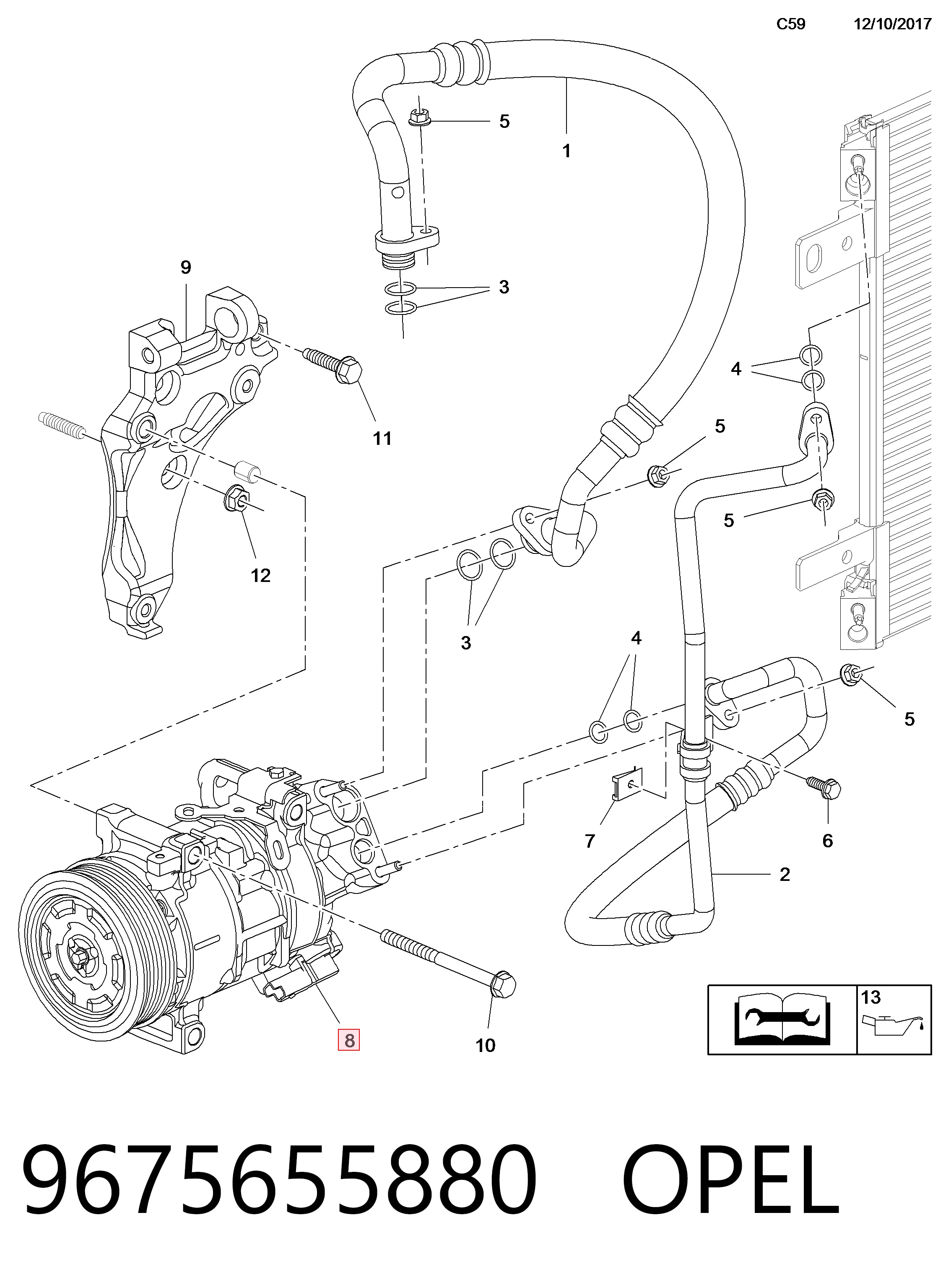9675655880 Opel Sprężarka klimatyzacji