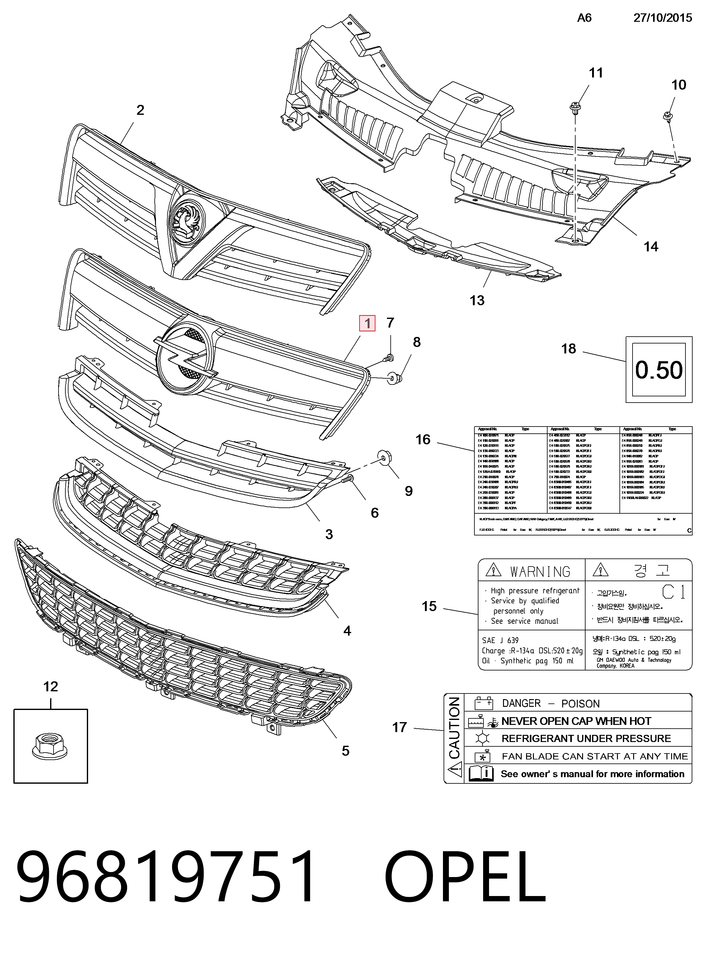 Atrapa chłodnicy do Opel Antara A L07