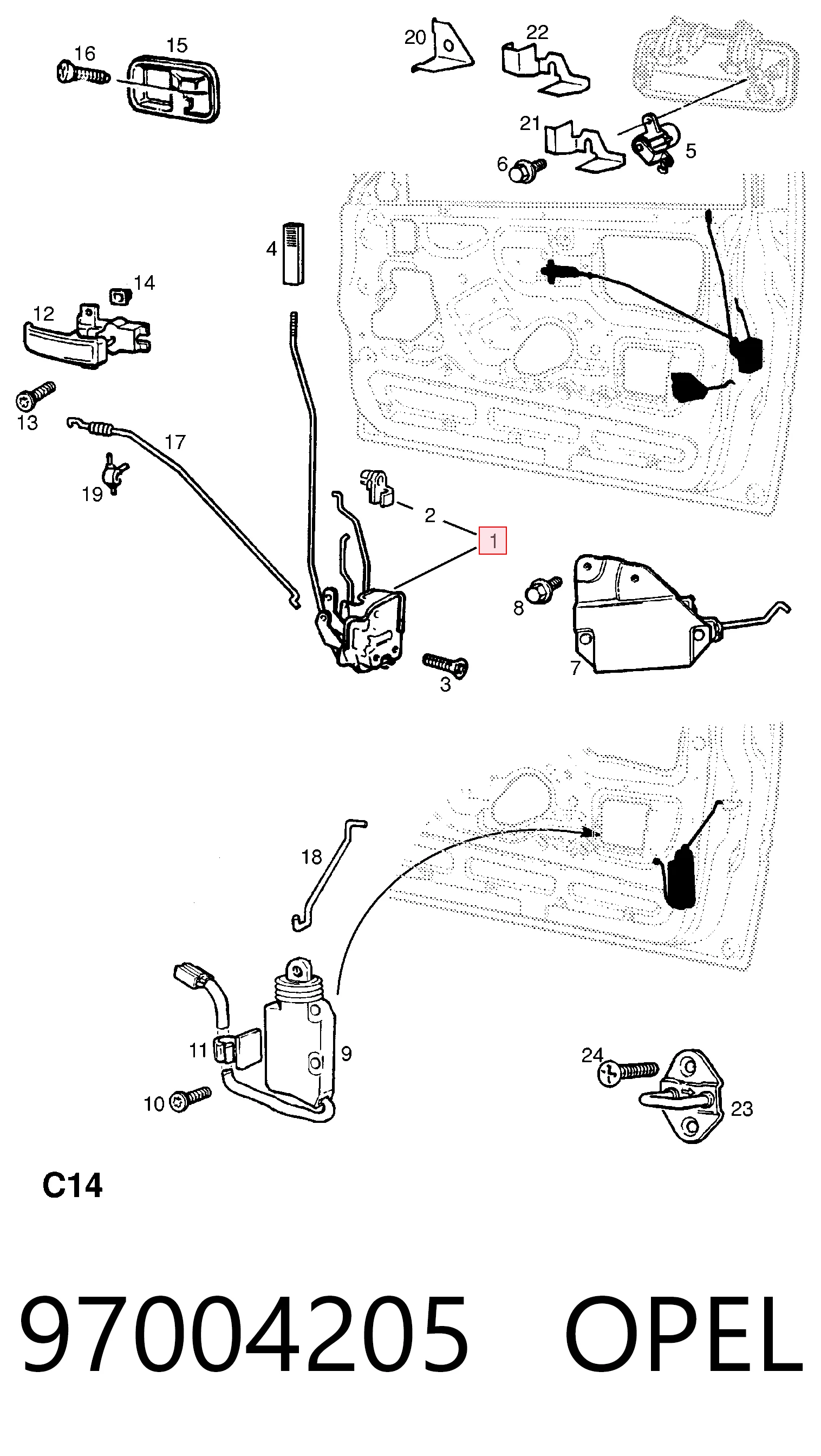 Zamek drzwi przednich lewych Opel Frontera A SUV (5MWL4) (1991 - 1998) cena, od 56,46 USD