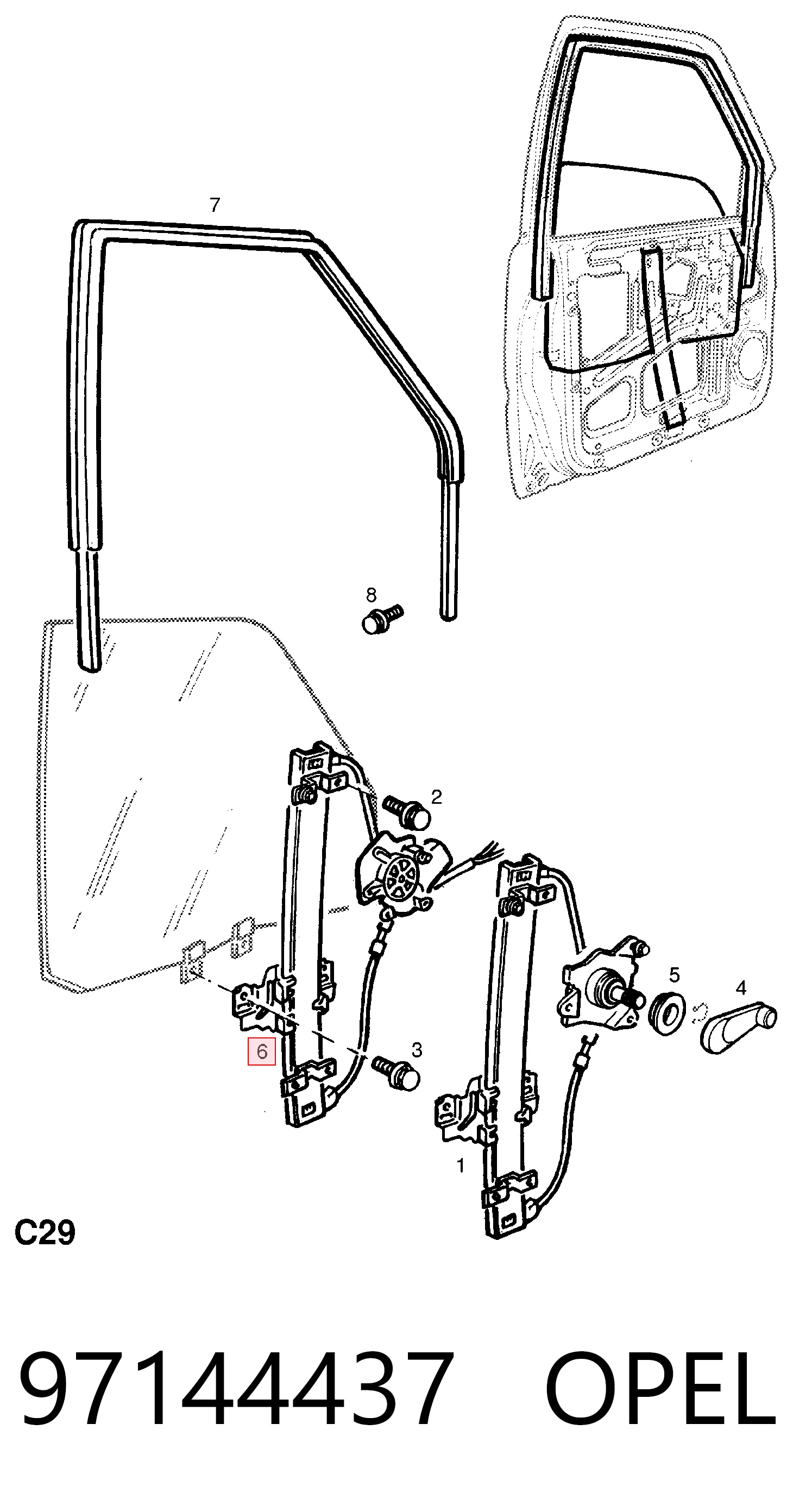 Mechanizm podnoszenia szyby drzwi przednich lewych Opel Frontera B