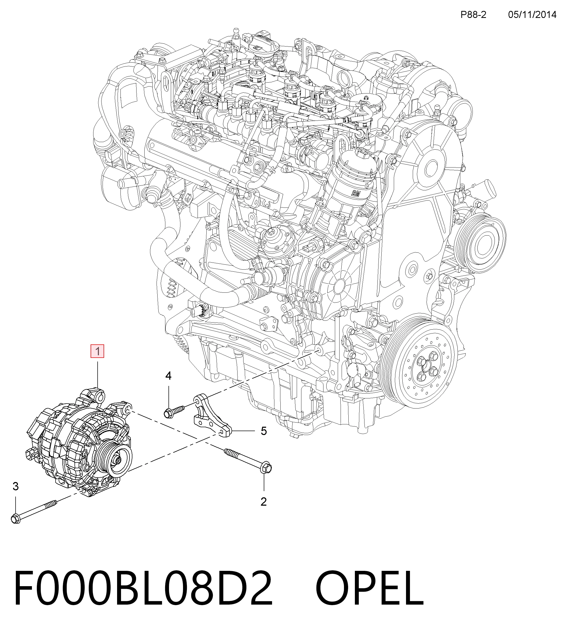 F000BL08D2 Opel Alternator