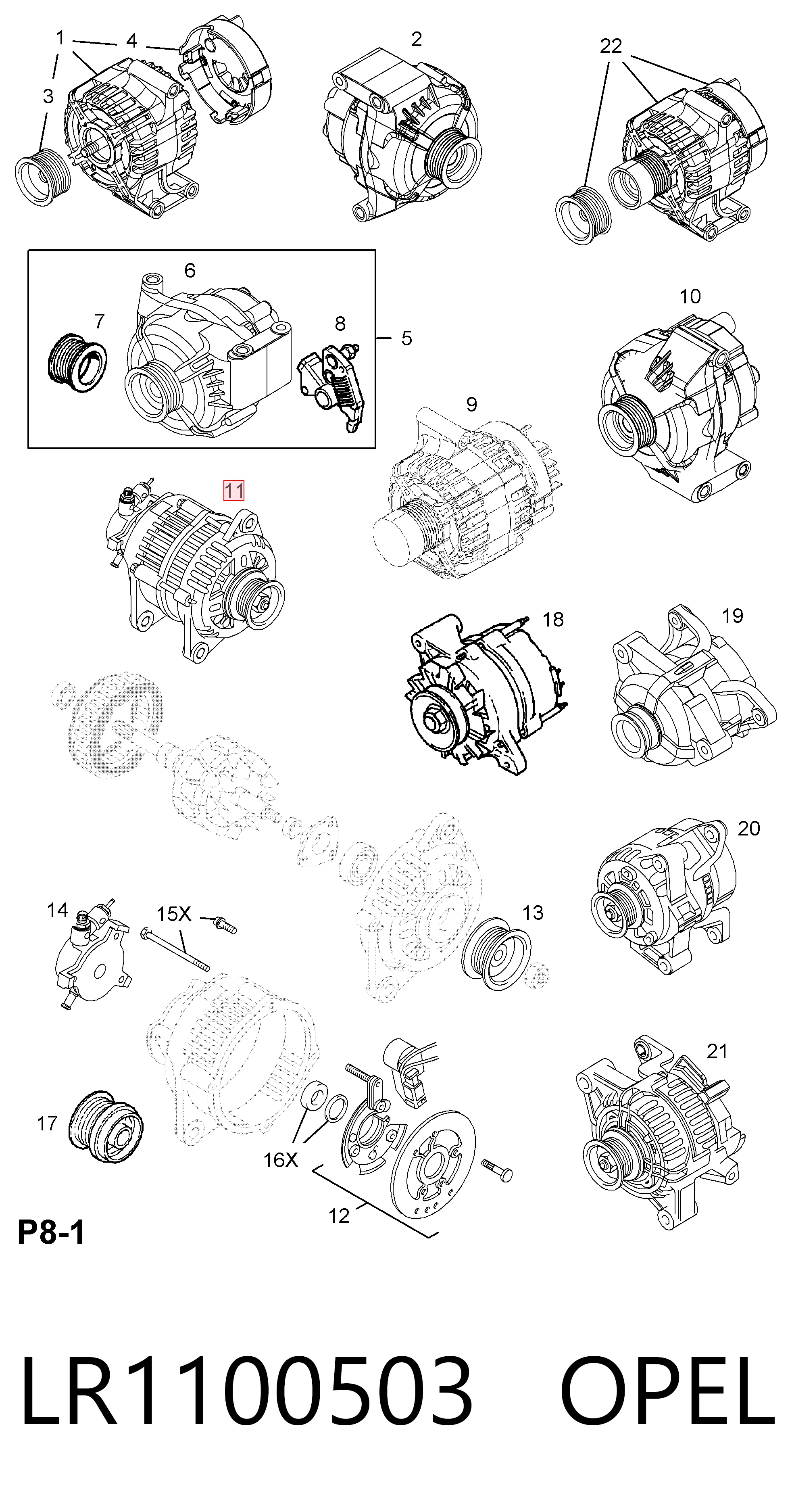 LR1100503 Opel Alternator