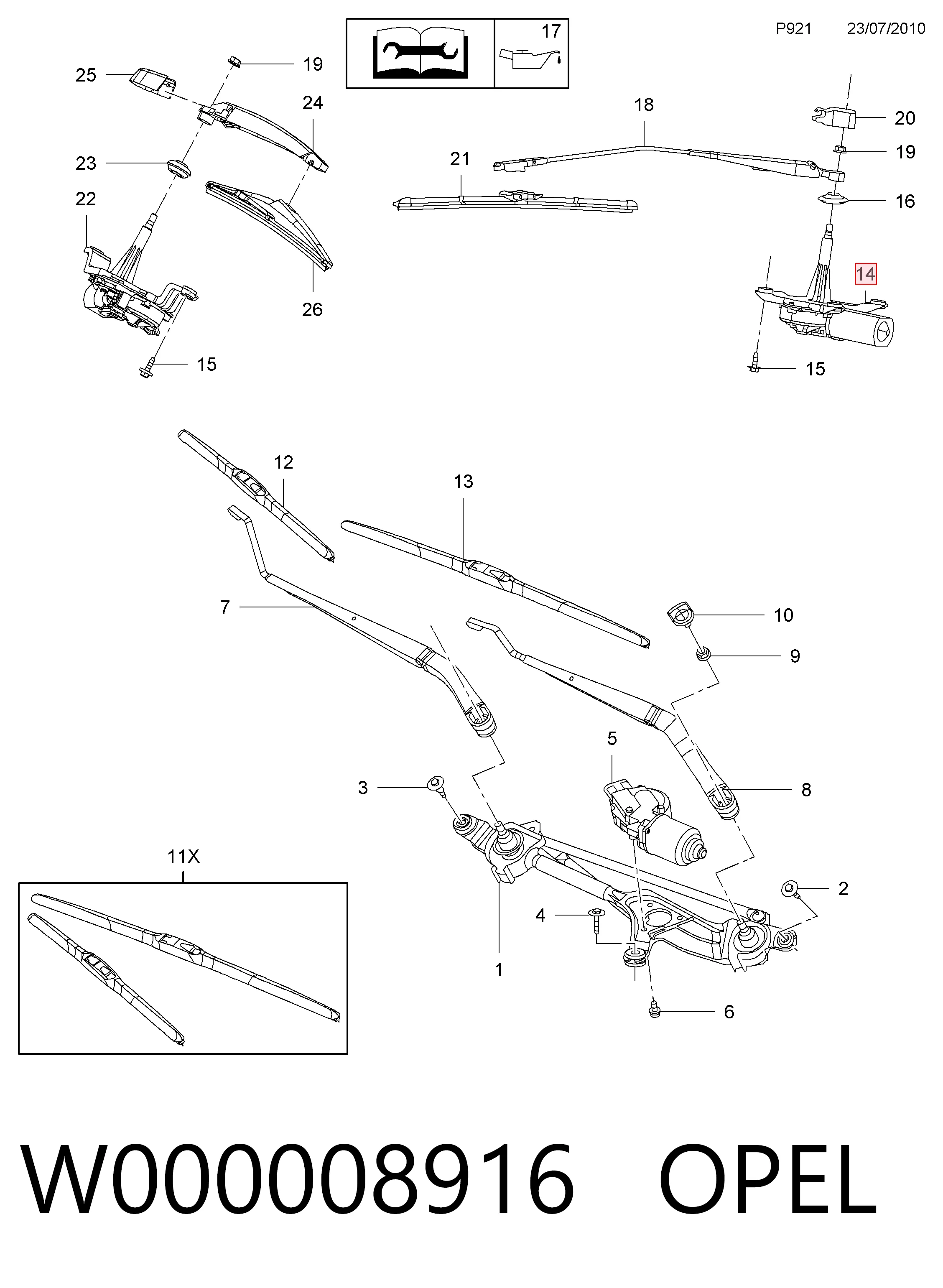  Silniczek wycieraczki tylnej szyby Opel Insignia 