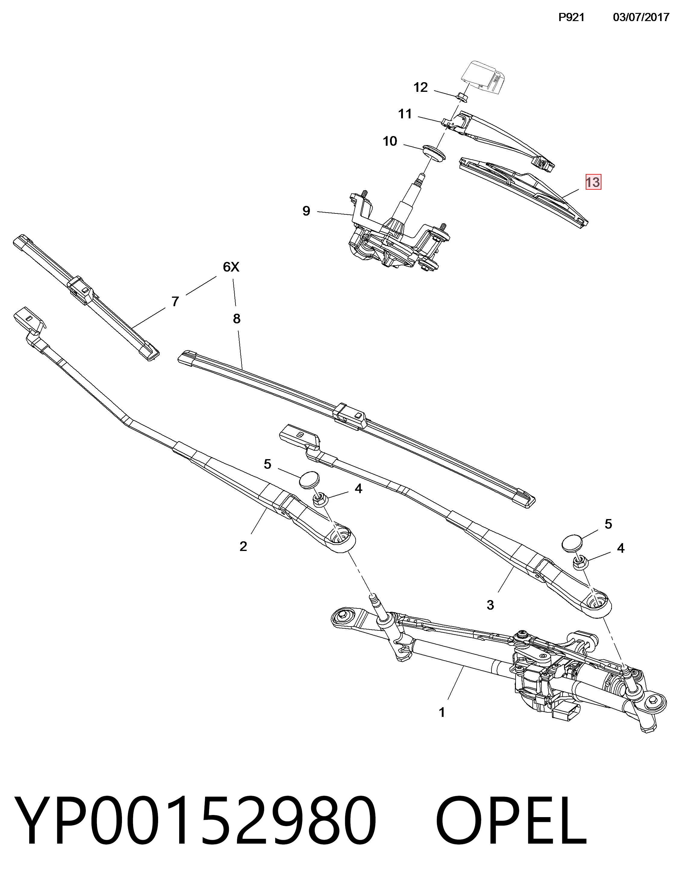 Pióro wycieraczki szyby tylnej 1629083480 Peugeot/Citroen