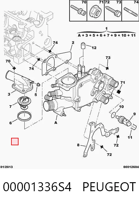 00001336S4 Peugeot/Citroen Obudowa termostatu
