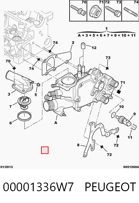 00001336W7 Peugeot/Citroen Obudowa termostatu
