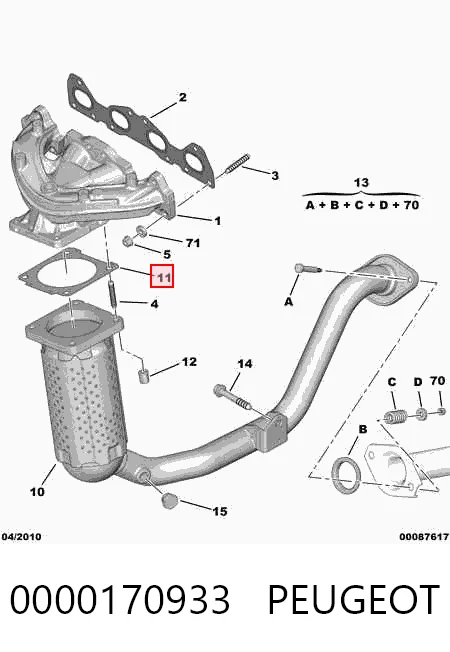 Do koszyka Uszczelka rury odbiornika tłumika Peugeot 207  WA, WC