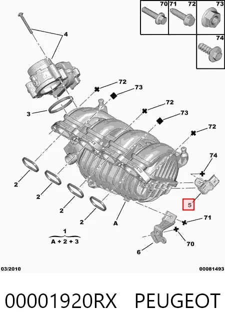00001920RX Peugeot/Citroen Czujnik ciśnienia w kolektorze ssącym, MAP