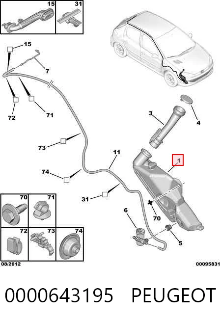  Zbiorniczek spryskiwacza szyb Peugeot 206 