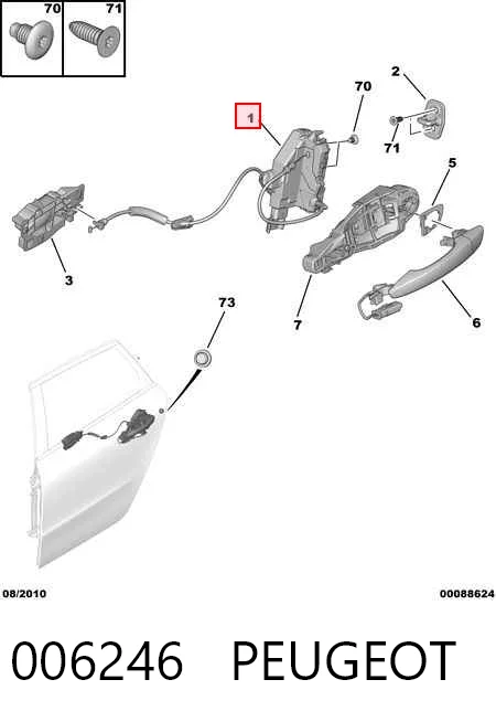 Zamek drzwi przednich prawych do Citroen C3 II A51