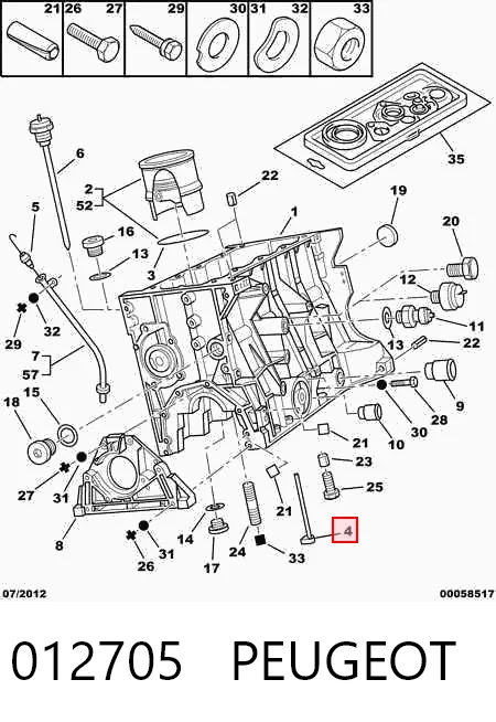 012705 Peugeot/Citroen Uszczelka tylnej pokrywy wału korbowego
