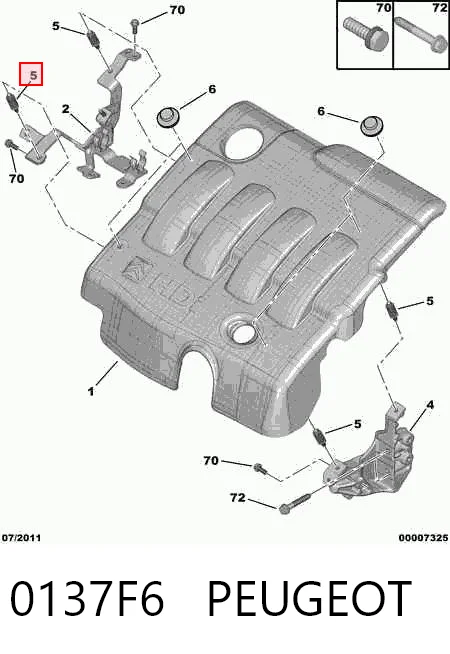 0137F6 Peugeot/Citroen Poduszka ozdobna pokrywy silnika