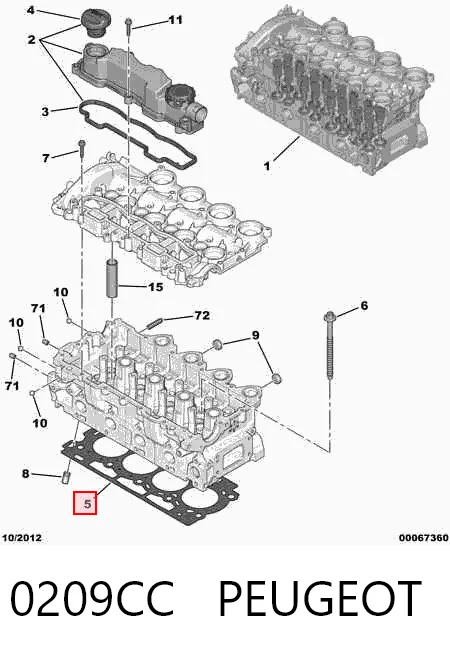 Uszczelka głowicy cylindrów 9643597180 Fiat/Alfa/Lancia
