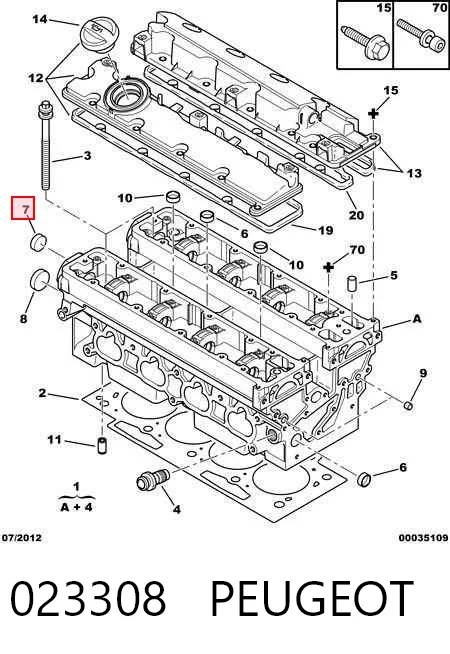 023308 Peugeot/Citroen Zaślepka głowicy cylindrów/bloku cylindrów