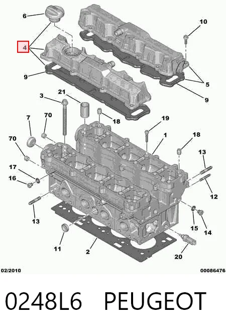 0248L6 Peugeot/Citroen Pokrywa zaworowa lewa