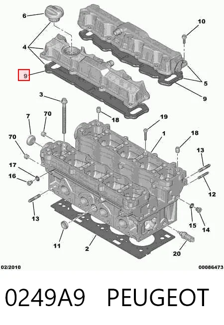 0249A9 Peugeot/Citroen Uszczelka pokrywy zaworowej silnika