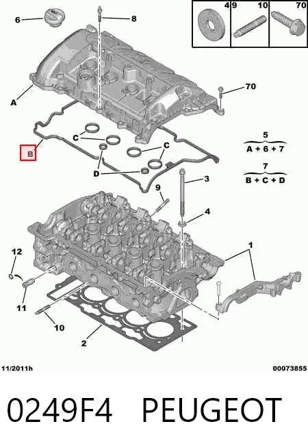 0249F4 Peugeot/Citroen Uszczelka pokrywy zaworowej silnika