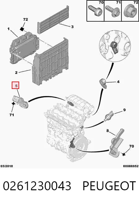 0261230043 Peugeot/Citroen Czujnik ciśnienia w kolektorze ssącym, MAP