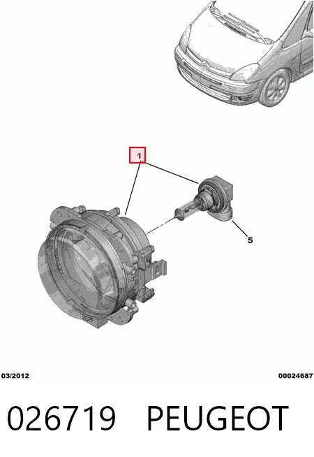 Lampa przeciwmgielna lewa/prawa Peugeot Partner I minivan (5F) (1996 - 2008) cena, od 27,41 USD