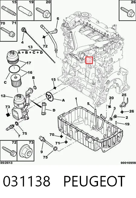 031138 Peugeot/Citroen Korek miski olejowej silnika