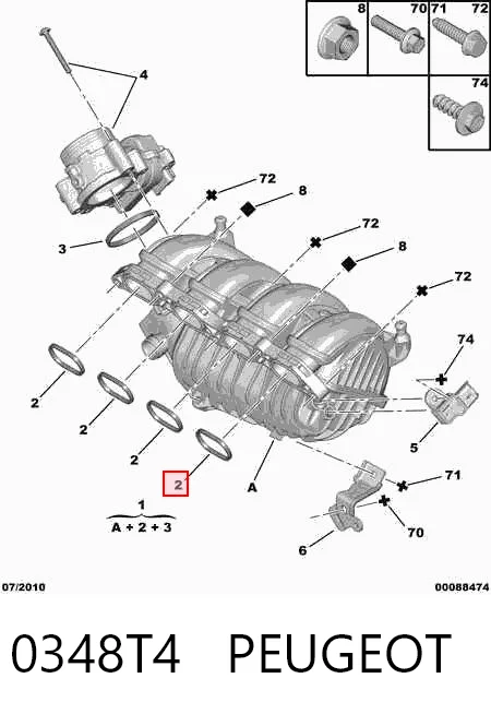 Uszczelka kolektora ssącego Peugeot 308 CC kabriolet (4B) (2009 - 2015) cena, od 6,36 USD
