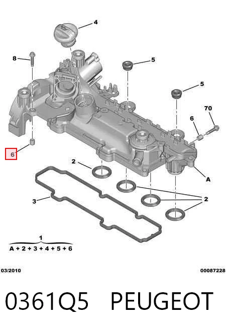 0361Q5 Peugeot/Citroen Pokrywa zaworowa