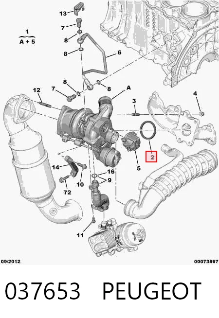 037653 Peugeot/Citroen Uszczelka turbiny spalin, wlot