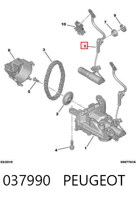 037990 Peugeot/Citroen Zawór regulacji ciśnienia oleju