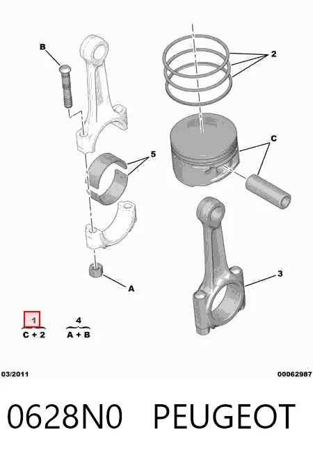 0628N0 Peugeot/Citroen Tłok, komplet do jednego cylindru, STD