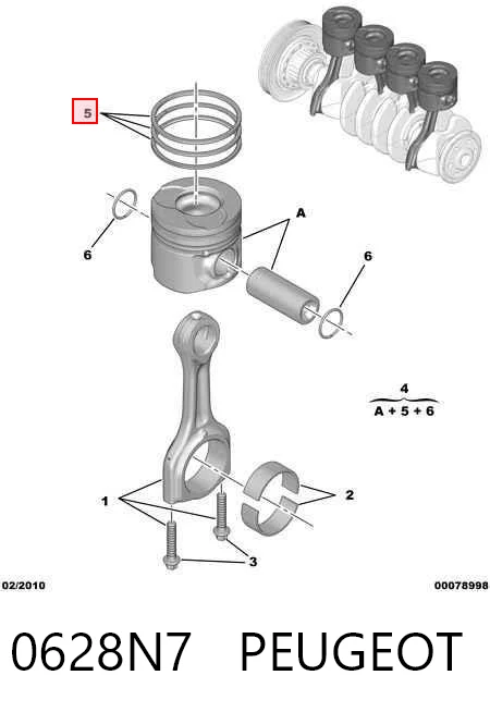 Tłok, komplet do jednego cylindru, STD do Peugeot 107  