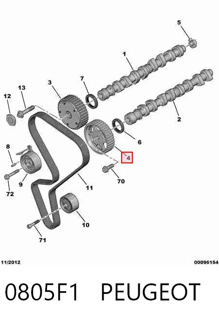 0805F1 Peugeot/Citroen Koło zębate walcowe wałka rozrządu wydechowego
