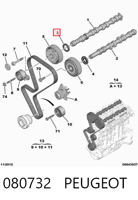 080732 Peugeot/Citroen Uszczelniacz wałka rozrządu silnika