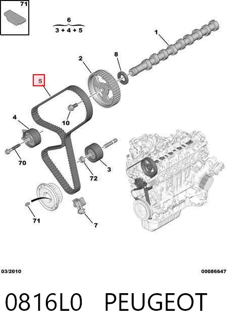 0816L0 Peugeot/Citroen Pasek rozrządu