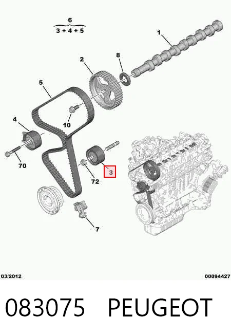 083075 Peugeot/Citroen Rolka prowadząca kierunkowa paska rozrządu