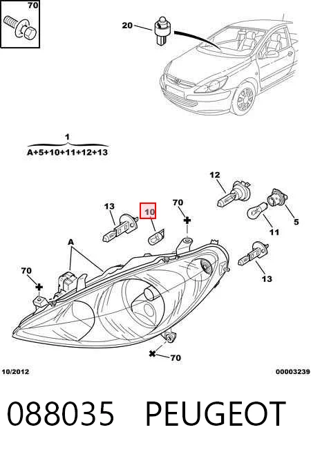 Reflektor prawy Peugeot 307 SW kombi (3H) (2002 - 2009) cena, od 77,23 USD