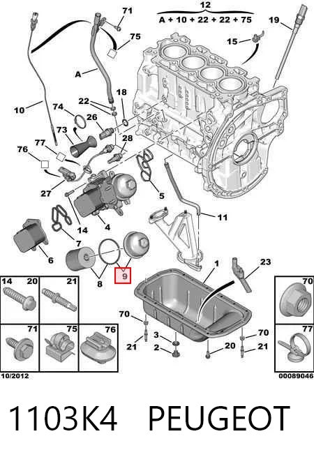 1103K4 Peugeot/Citroen Pokrywa filtra oleju