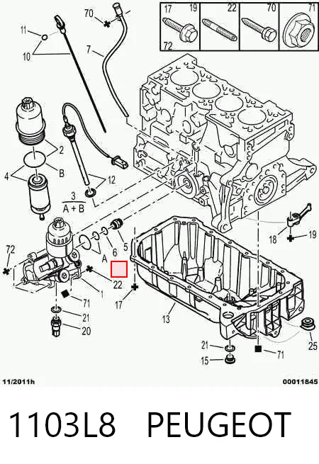 1103L8 Peugeot/Citroen Uszczelka adaptera filtra oleju
