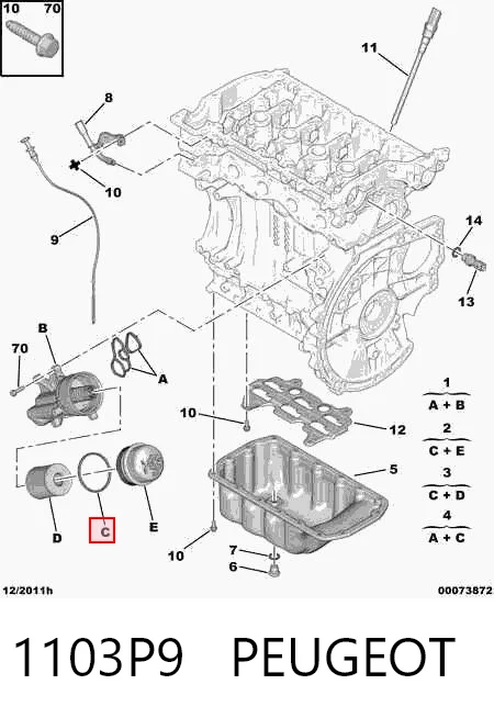 1103P9 Peugeot/Citroen Uszczelka adaptera filtra oleju
