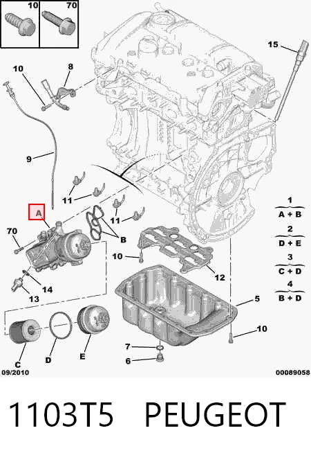 1103T5 Peugeot/Citroen Chłodnica oleju, pod filtrem