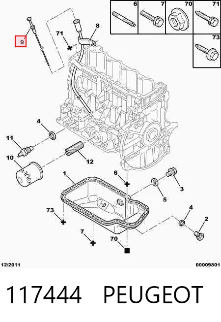 117444 Peugeot/Citroen Bagnet poziomu oleju w silniku