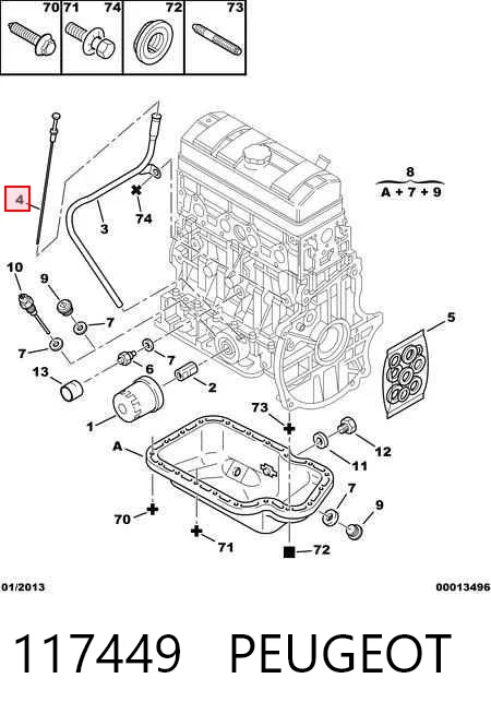 117449 Peugeot/Citroen Bagnet poziomu oleju w silniku